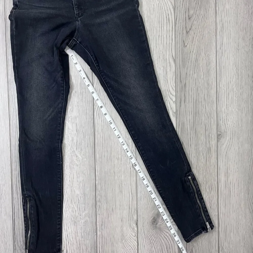 Athleta Sculptek Women Size 0 Black Ultra Skinny Zip Cotton Denim Ankle Jeans